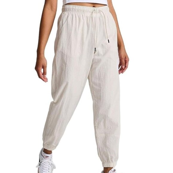 Nike Pants - Nike Windbreaker Jogger Pants Mid-Rise Crinkle Ivory Cream DM6183 Women's Large